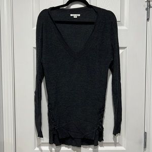 AEO Dark Grey Sweater w/ Lace up detail on bottom